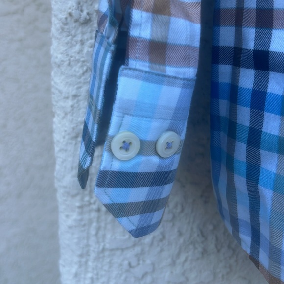 CALDER CARMEL Limited Edition Mens Blue Multi Plaid L/S Button Down Shirt Size L - Picture 8 of 8